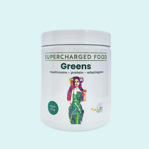 SUPERCHARGED GREENS POWDER + MUSHROOMS + PROTEIN + ADAPTOGENS, 200g