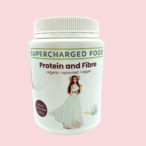 ORGANIC CHOCOLATE PROTEIN AND FIBRE POWDER + SPROUTED + VEGAN, 500g
