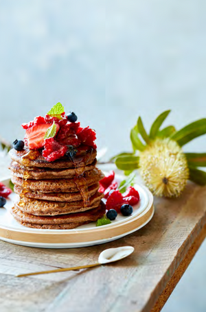 Featuring a Stack of Delicious Banana Flour Pancakes.