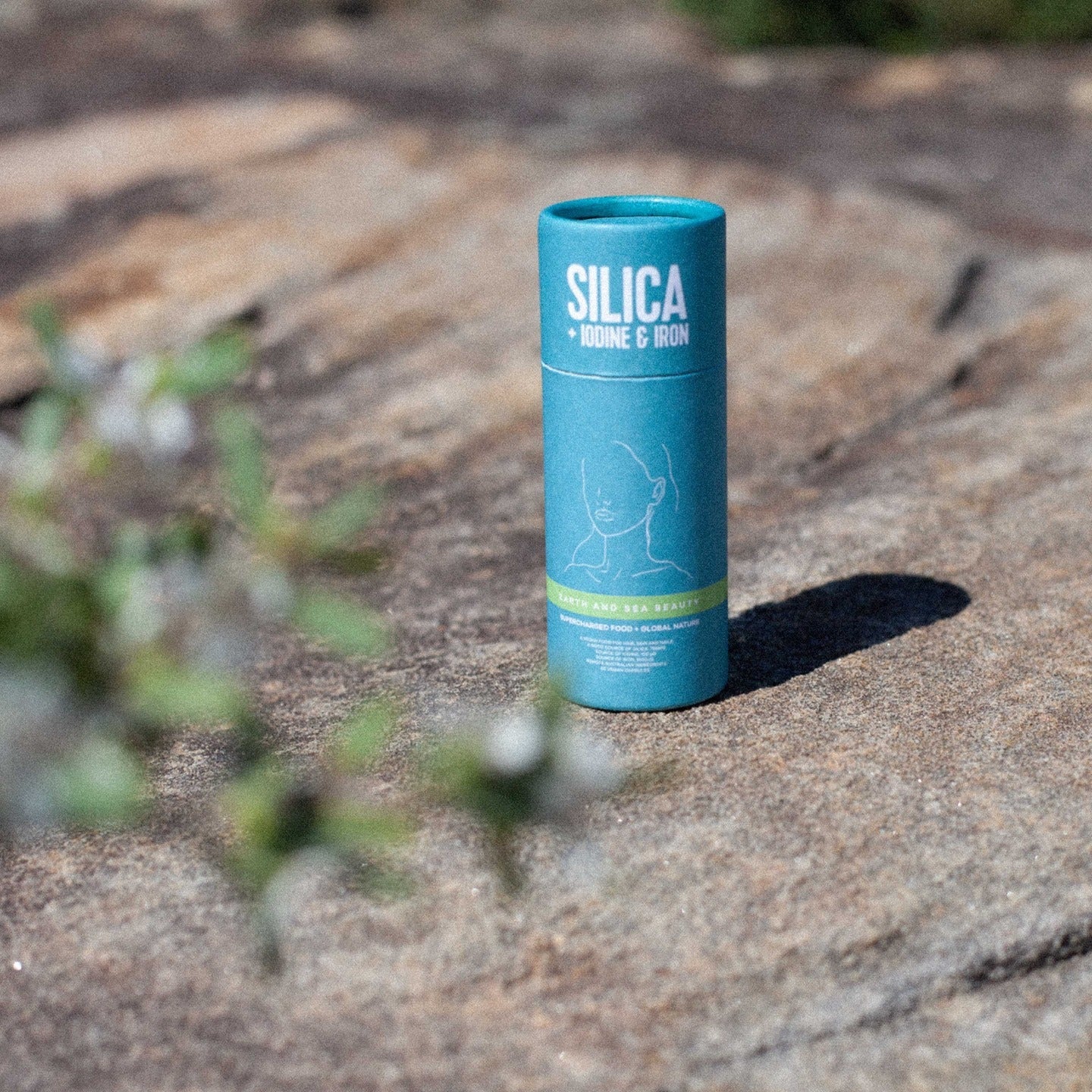 Silica gel tube resting on rock