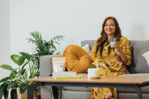 woman sitting on a couch