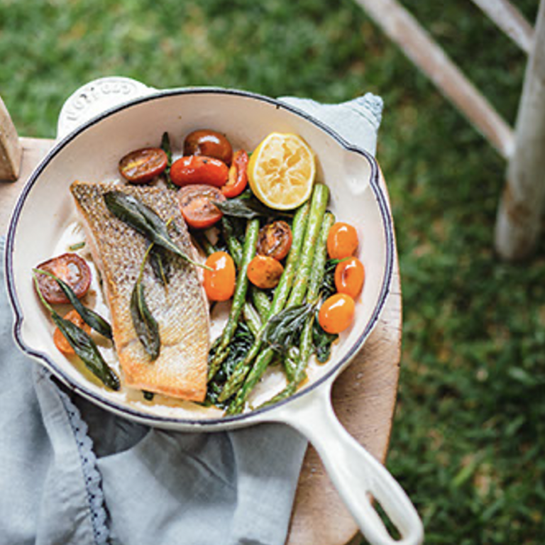 One Pan Salmon with Greens