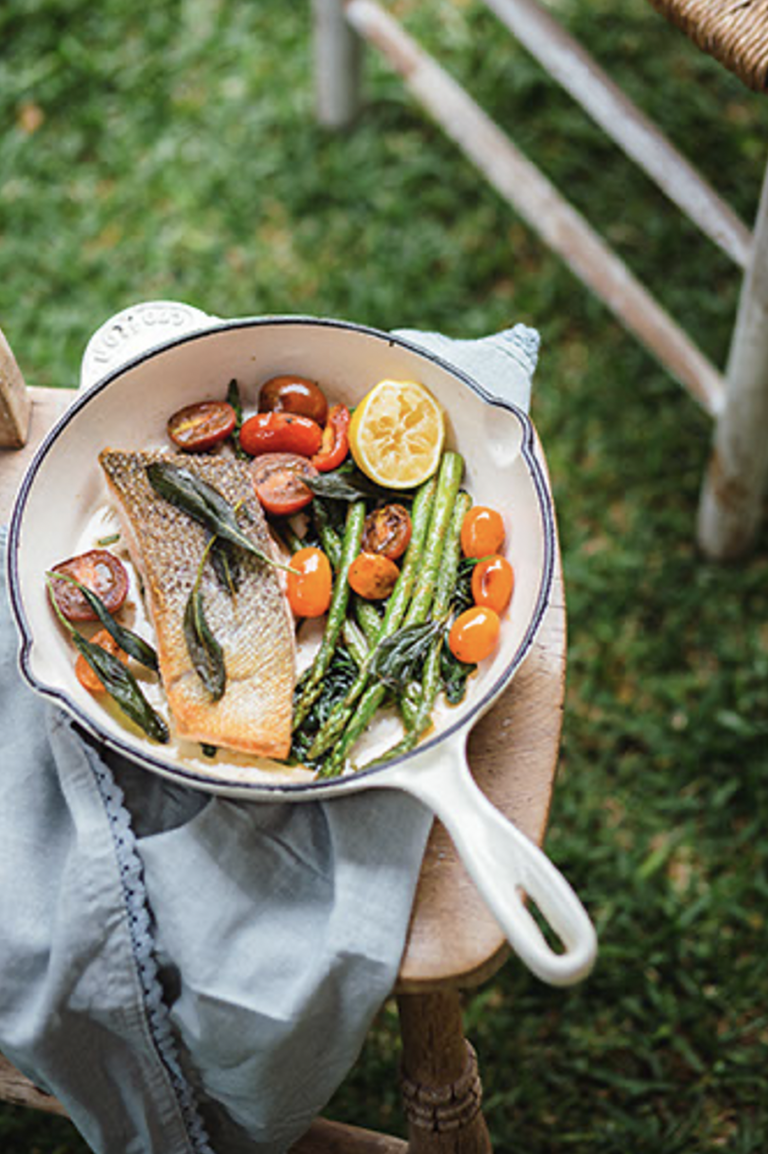 One Pan Salmon with Greens