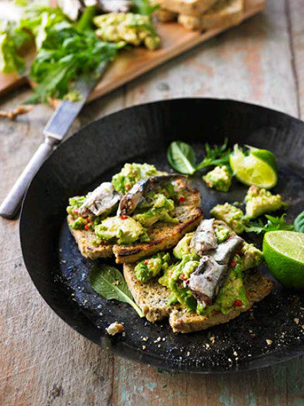 Smashed Sardines with Avocado on Chia and Flaxseed Loaf