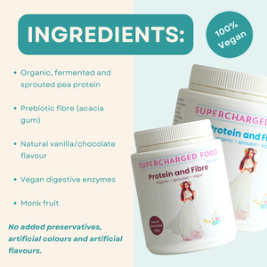 Protein and Fibre Powder - Vegan, Organic, Gut-Loving | Chocolate or Vanilla