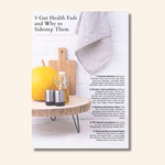 Infographic titled 5 Gut Health Fads and Why to Sidestep Them in Microbiome Magazine