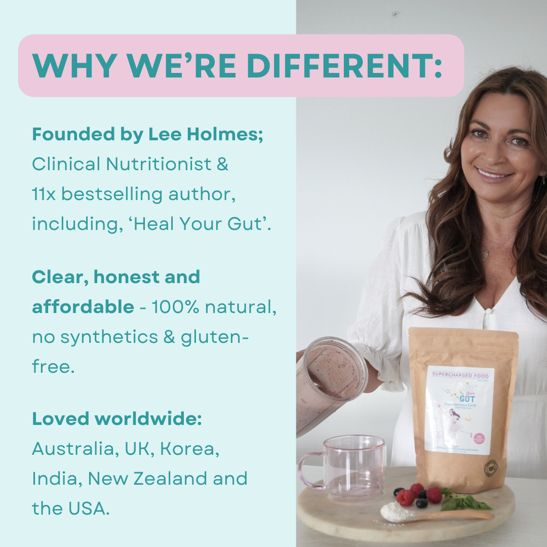 Clinical Nutritionist Lee Holmes with her Australian owned Fulvic Humic Concentrate, a 100% natural and food grade liquid mineral supplement.