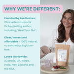 Clinical Nutritionist Lee Holmes with her Australian owned Fulvic Humic Concentrate, a 100% natural and food grade liquid mineral supplement.